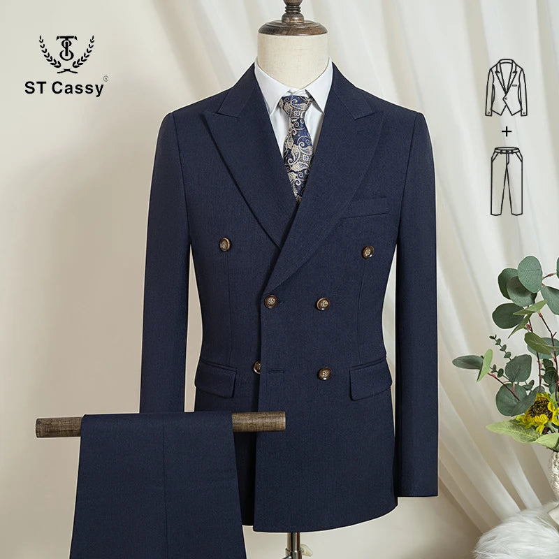 ST Cassy new Elegant Man Suit Two-piece dress light blue Modern Wedding Party Suits for Men Stylish Business office suit tuxedo
