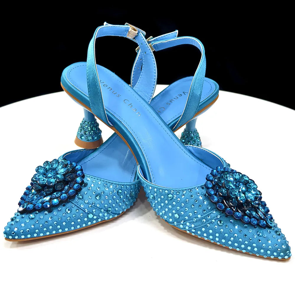 Venus Chan Pink Butterfly High Heels And Bag Set for Women Elegant Italian Design for Parties And Weddings Pointed Toe Slingbacks