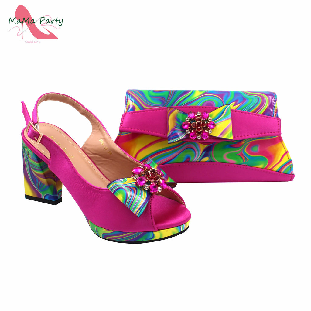 2024 Appliques Specials Italian Design Nigerian Women Shoes Matching Bag Set in Green Color INS Hot Sale Sandals