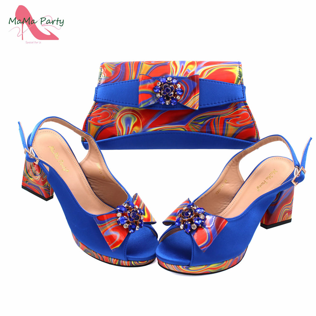 2024 Appliques Specials Italian Design Nigerian Women Shoes Matching Bag Set in Green Color INS Hot Sale Sandals