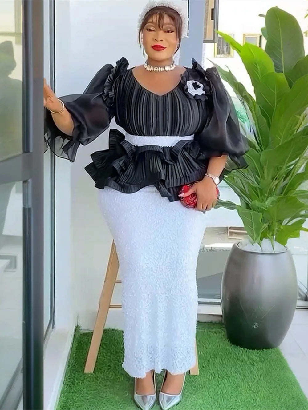 Plus Size Evening Dresses for Women African Luxury Sequin Gown Elegant Christmas Wedding Party Long Dress Ankara Ladies Clothing