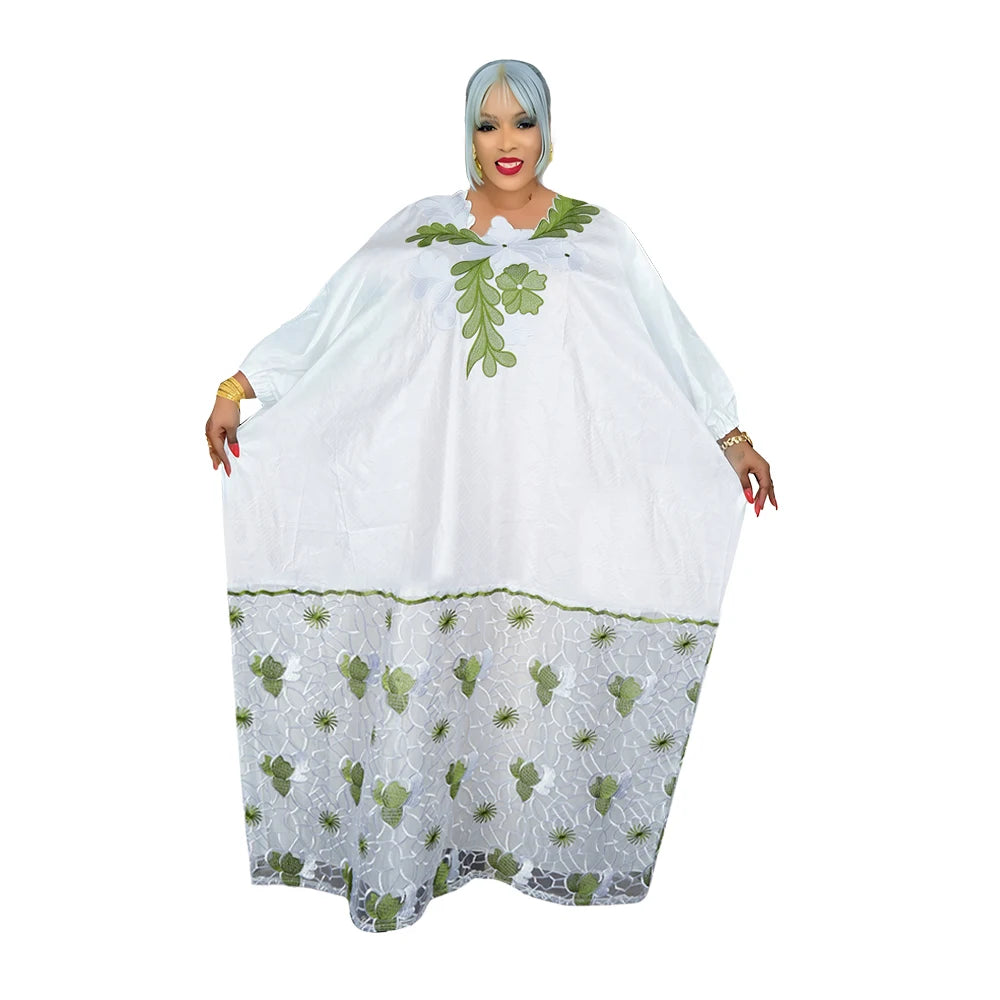African Dresses for Women Dashiki Traditional Embroidery Bazin Gown Ankara White Robes Nigeria Wedding Evening Party Dress
