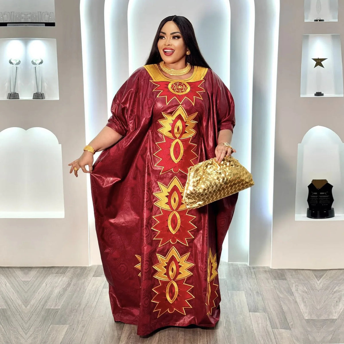 African Attire For Women Abaya Embroidery Plus Size Elegant Party Church Dress
