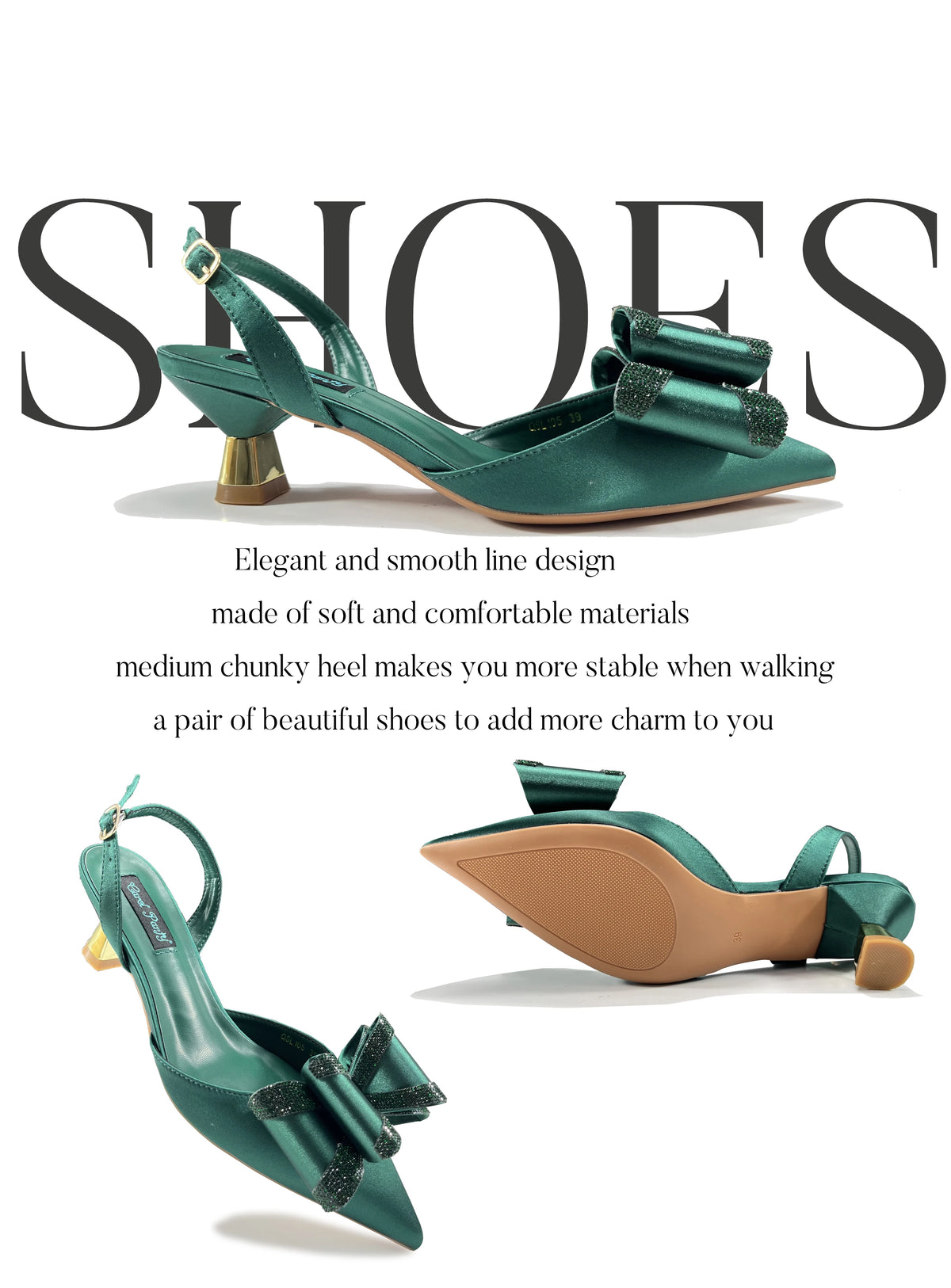 Queena Yan Italian Design High Quality Elegant Butter-fly Design Decoration Peach Color Party Wedding Women Shoes and Bag