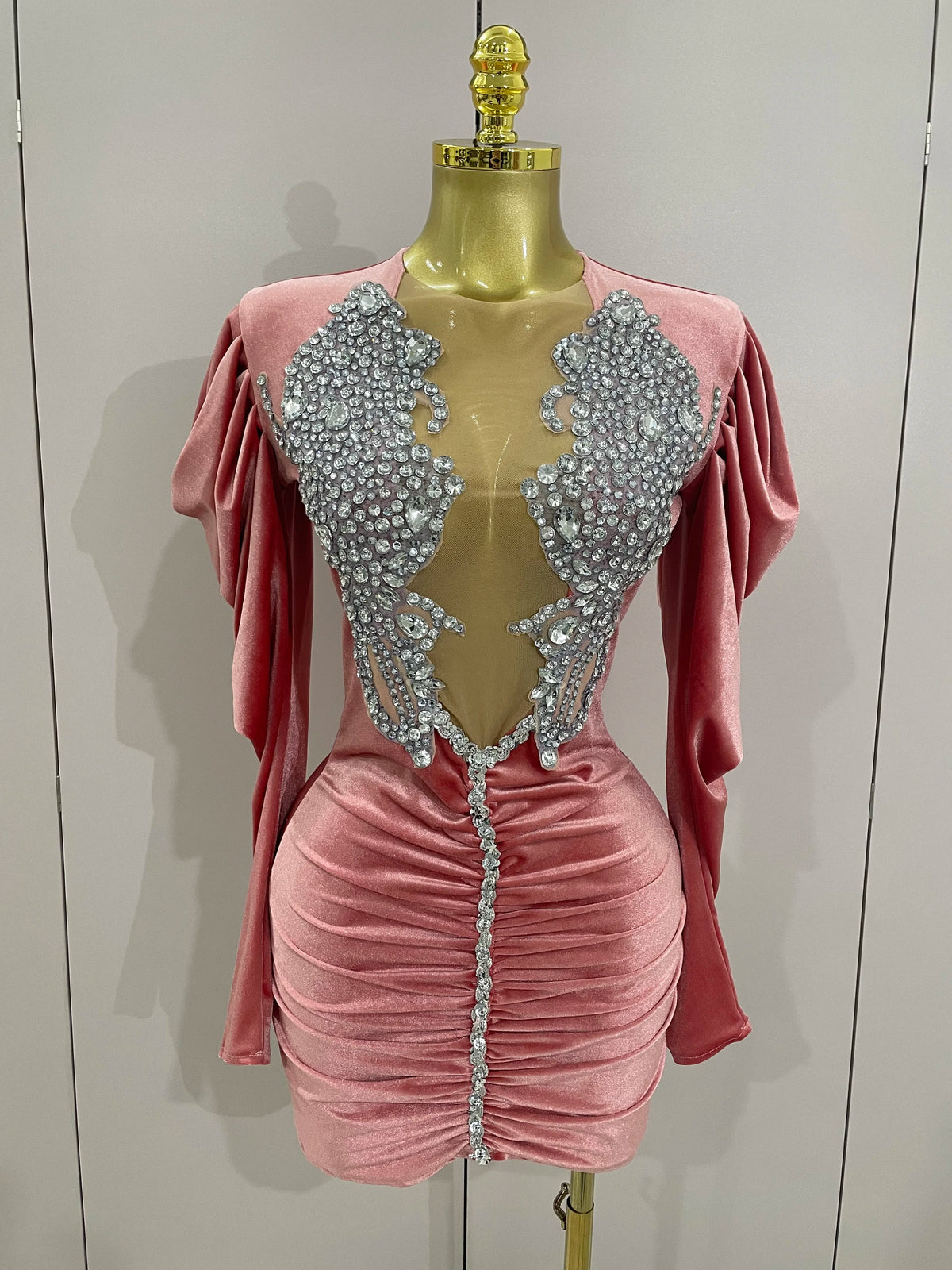 Sparkly Crystals Sexy Mesh Black Velvet Short Dress Women Elegant Evening Prom Luxury Birthday Party Dresses Stage Costume