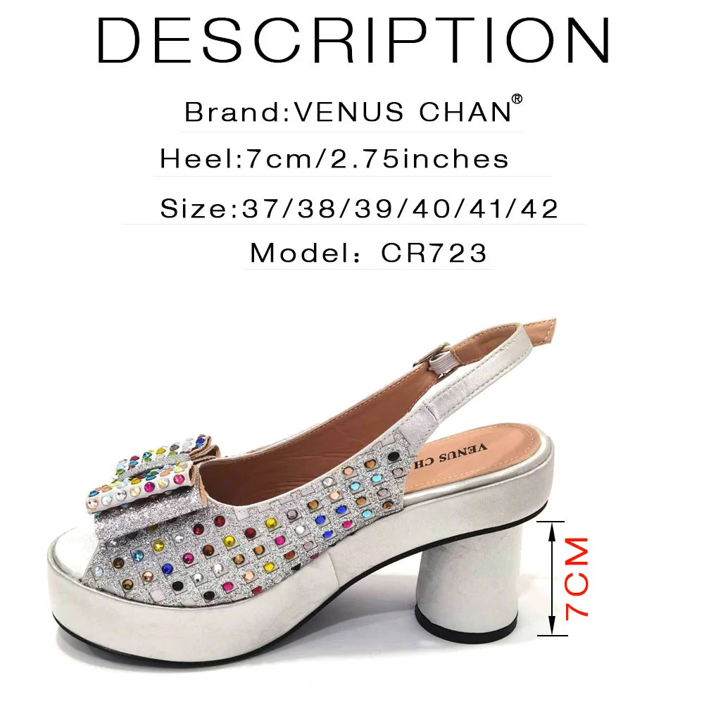 2024 Gold Party Shoe and Bag for Wedding Italy Style Matching Shoes and Purse Set for Bride Bridal High Heels Sandals Bag