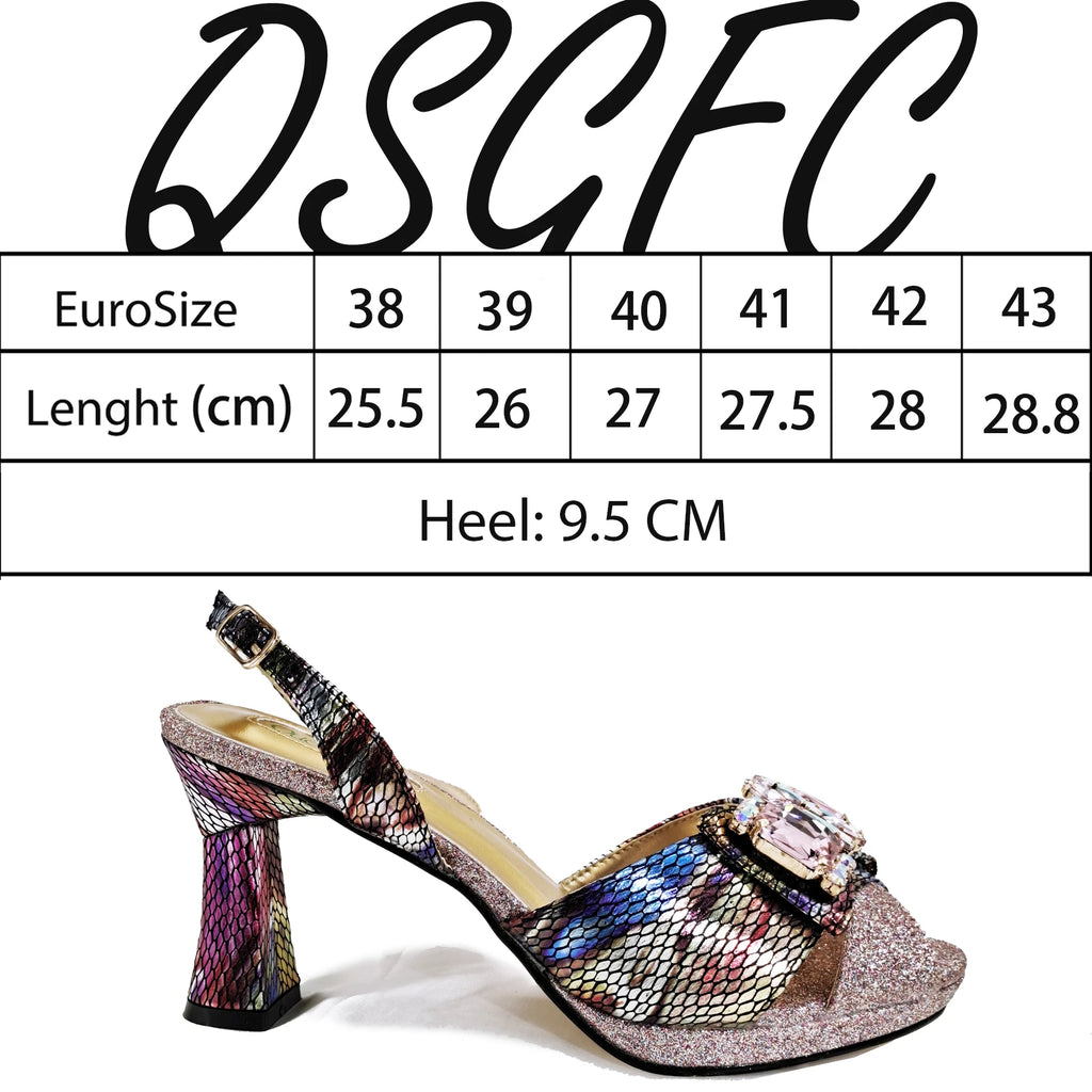 Queena Yan Italian Design African Women's High Heel Party Shoes and Bag Set Elegant Nigerian Handbag Open Shoes for Occasions