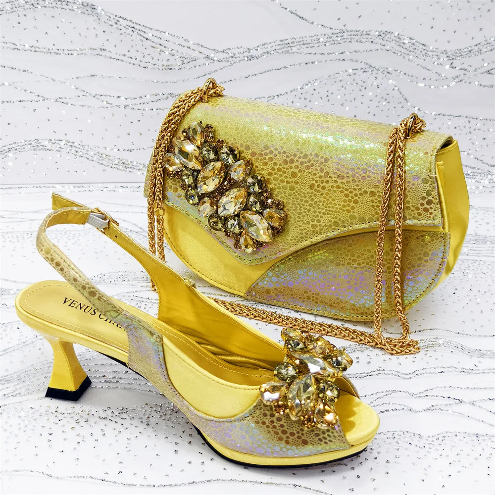 Venus Chan 2025 Fashionable Orange Open Toe Women's Sandals with Matching Bag Set - Perfect for Weddings and Parties