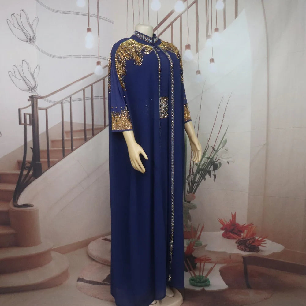 New Arrival african dress woman two-piece dress dress for church woman rhinestone luxury women's elegant dress
