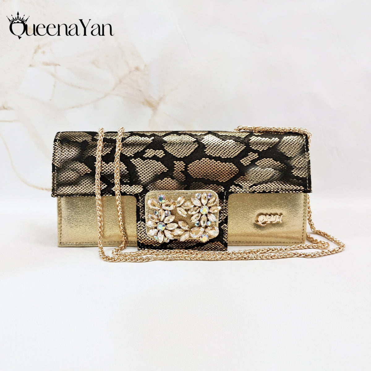 Queena Yan Newest Special Synthetic Fabrics Italian Design Women's High Heel Matching Shoe and Bag Set for Weddings and Parties