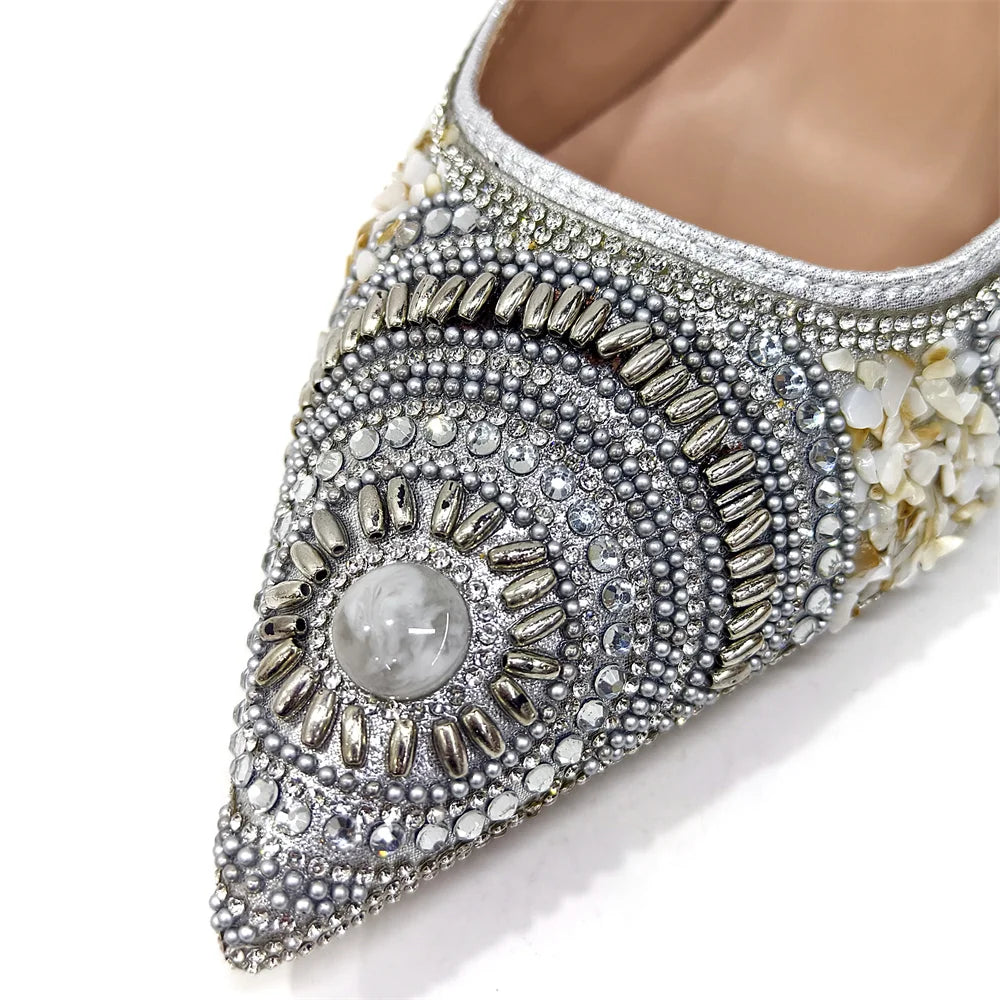 2025 Fashion Newest Arrival Orange Pointed Toe Women Sandals Shoes Matching Bag Set for Ladies Wedding Party Pump