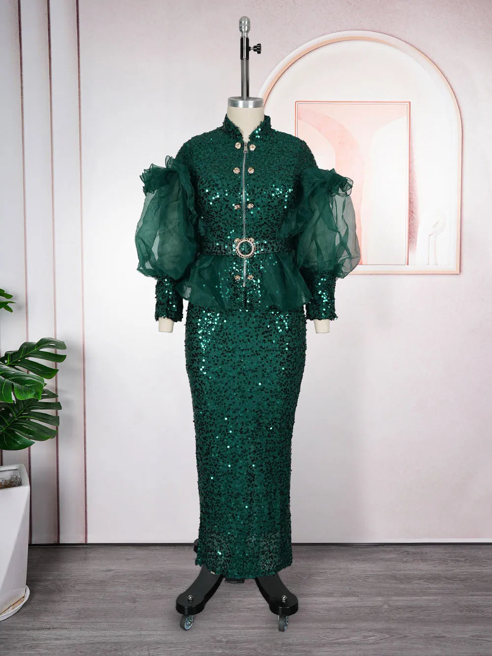 African Clothes for Women 2 PCS Sets Tops And Skirts Suits Dashiki Ankara Christmas Outfits Gown Plus Size Wedding Party Dresses
