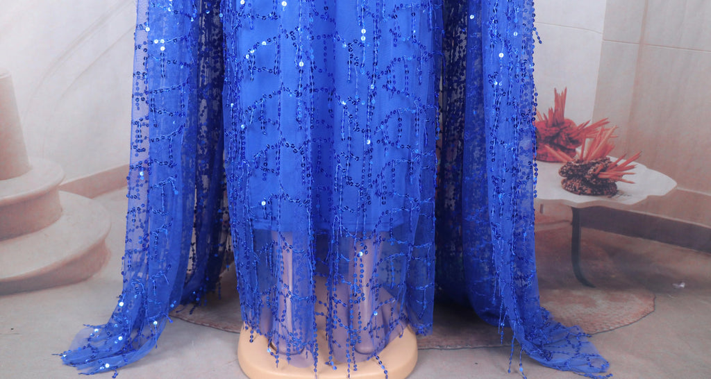 New Design Elegant African Dresses two-piece dress Luxury African Dress Mesh sequins Dresses African Women