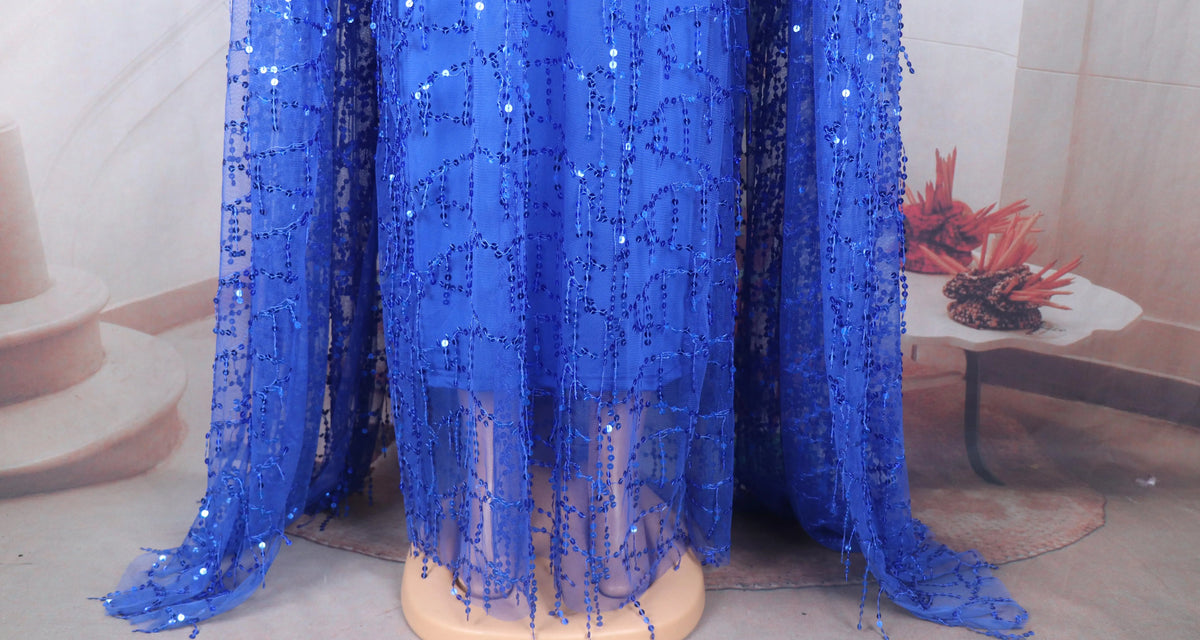 New Design Elegant African Dresses two-piece dress Luxury African Dress Mesh sequins Dresses African Women