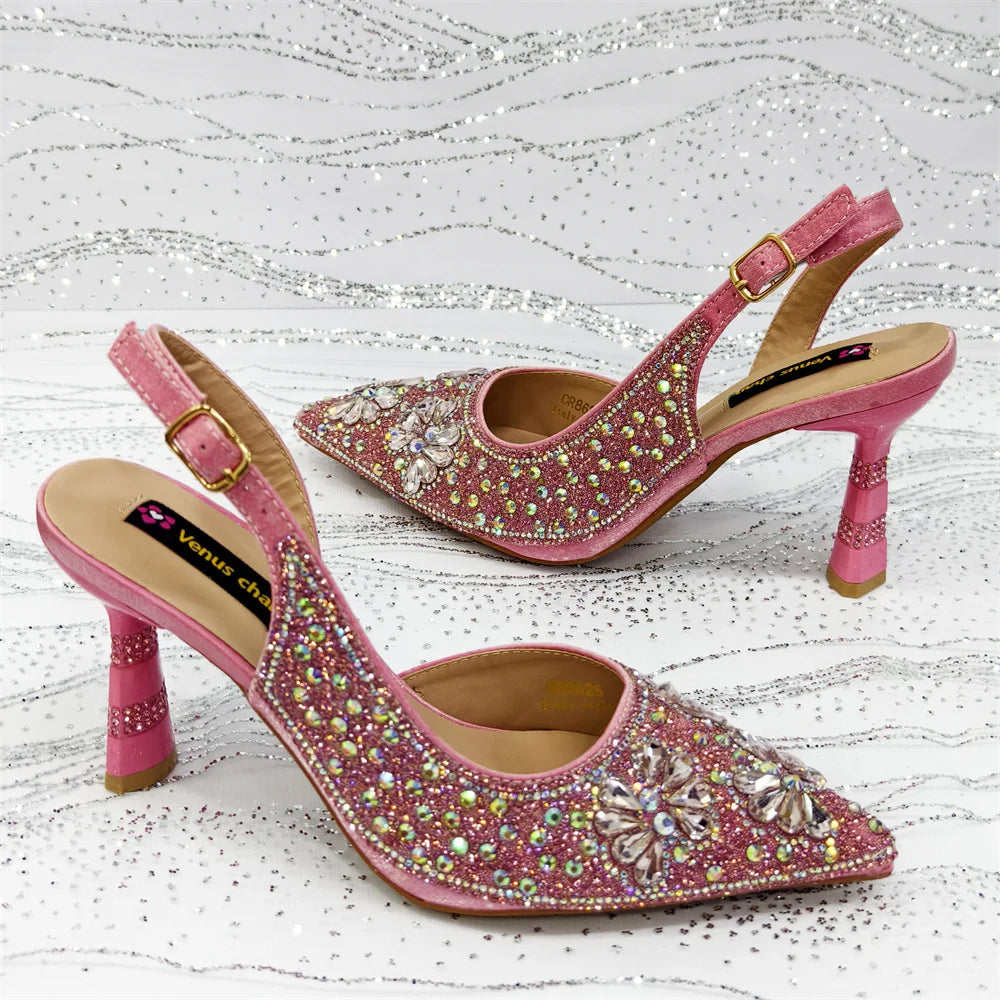 Festive Elegance: Spot Goods Dazzling Heels and Chic Long Bag Clutch Perfect Combination Of Shoes And Bag for Special Occasions