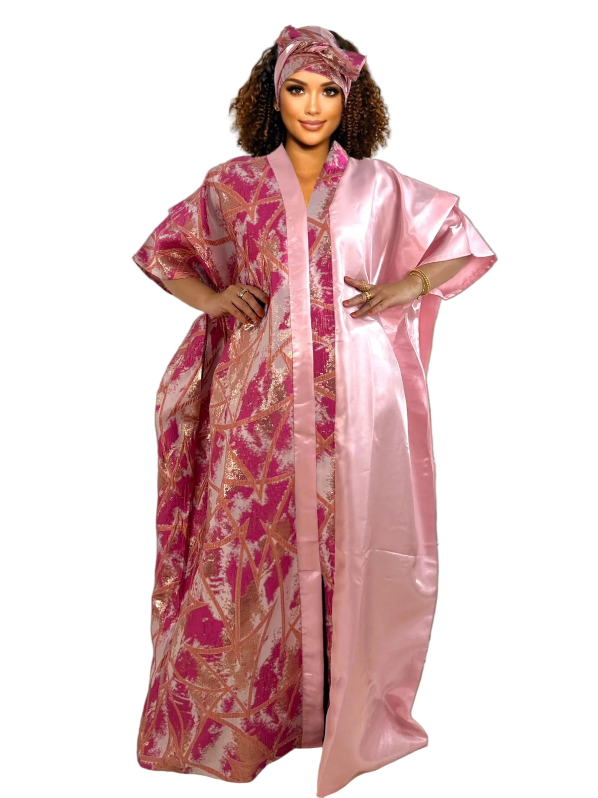 Luxury African Dashiki Gown for Women-Floral Embroidery Batwing Sleeve Loose Fit Maxi Dress
