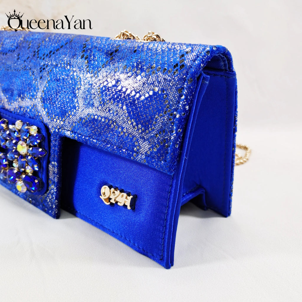 Queena Yan Newest Special Synthetic Fabrics Italian Design Women's High Heel Matching Shoe and Bag Set for Weddings and Parties