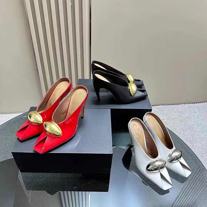 Show Style 10.5c High Heel Fish Mouth Sandals Spring Summer Black White Fashion Sexy Professional Commuter Women Shoes  Size 43