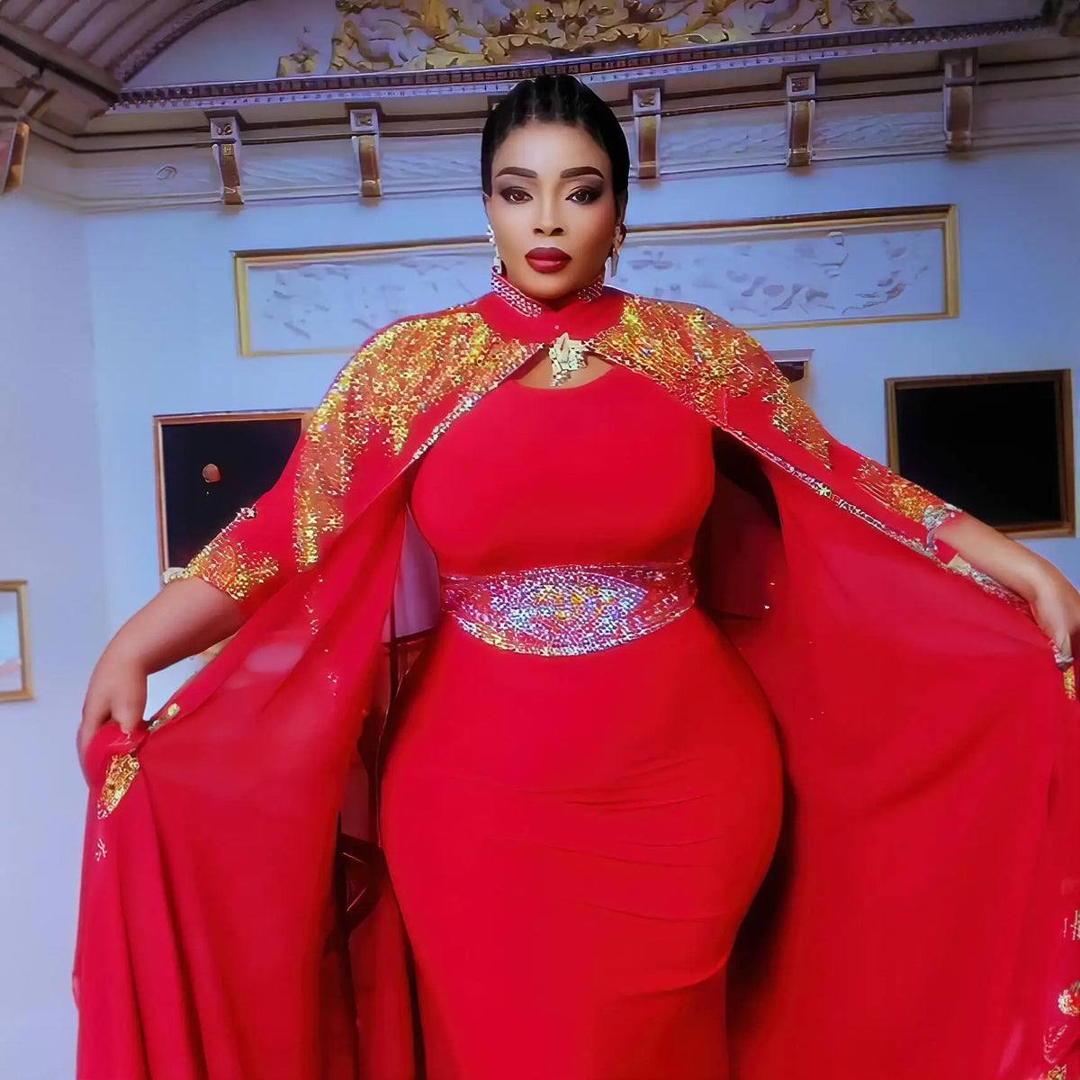 New Arrival african dress woman two-piece dress dress for church woman rhinestone luxury women's elegant dress