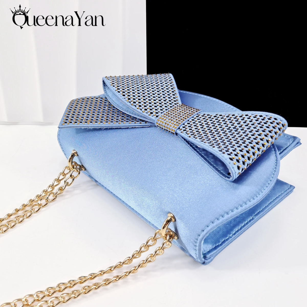 Queena Yan Newest Italian Design Special Synthetic Fabrics Women's Matching Shoe and Bag Set High Heel for Weddings and Parties