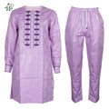 H&D African Clothing For Man Traditional Agbada Sets 2PCS Purple Bazin Riche Shirt Pant Embroidery Wedding Party Suits Plus Size
