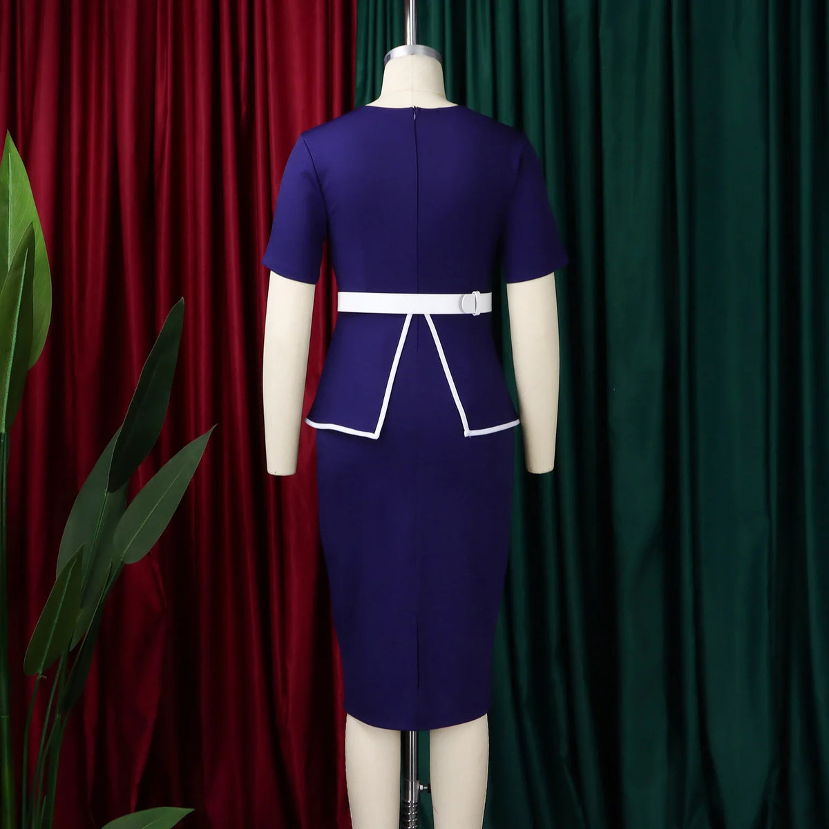 Elegant Fashionable Stretchy Short Sleeve Wrap Body Midi Dress Large Size African Style Commute Dress High Waist Skirt
