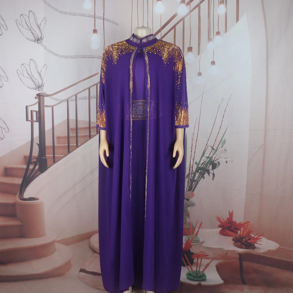 New Arrival african dress woman two-piece dress dress for church woman rhinestone luxury women's elegant dress