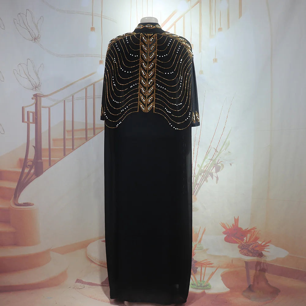Luxurious elegant african dresses woman New luxury 2025 african dresses for woman Rhinestone combined with beads turkey dress