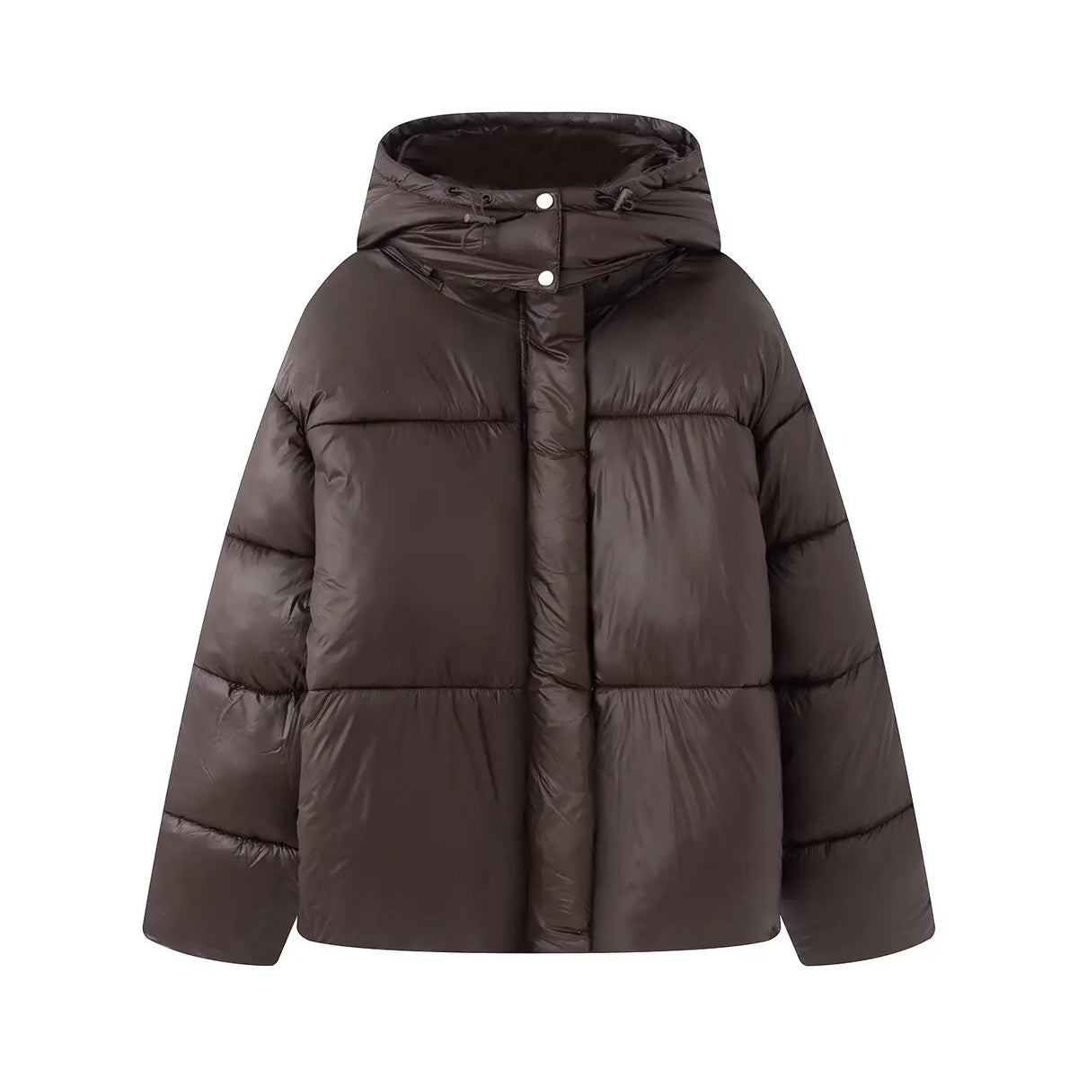 HH Female Winter Casual High Collar Warm Jackets Solid Hooded Long Sleeve Buttons Zipper Woman's New Fashion Loose Coats 2 Color