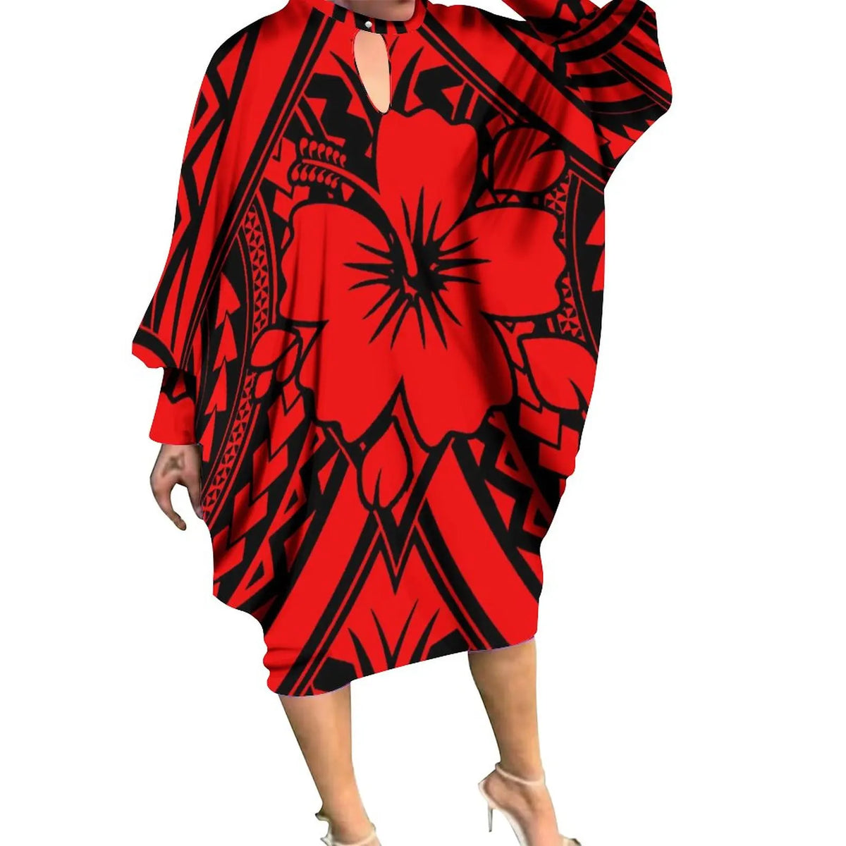 New Arrivals Polynesian Women Clothing Pacific Island Batwing Sleeve Casual Dresses Custom O Neck Samoan Dress