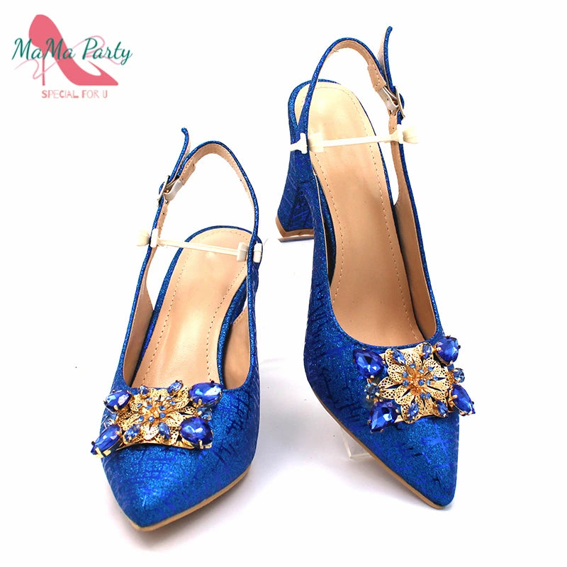 Nigerian Women Shoes and Bag Set in Gold Color High Quality New Arrivals Classics Style for Garden Party
