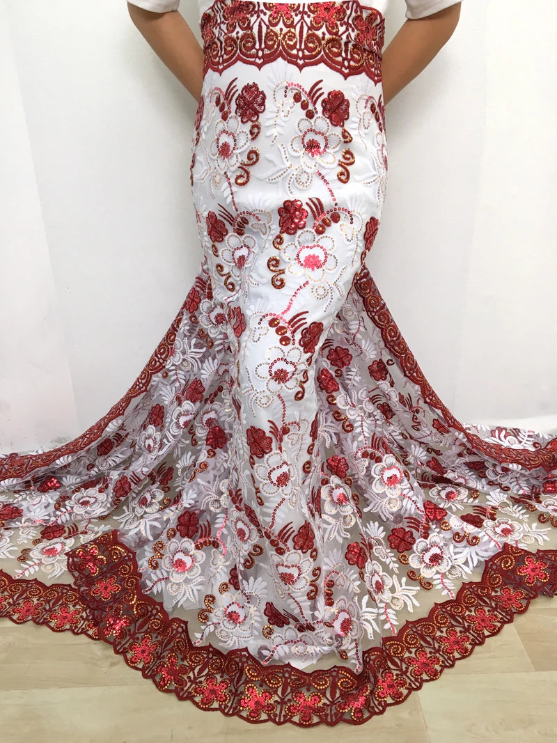 African Sequins Tulle Lace Embroidery 2025 Nigerian French Mesh Net Lace Fabrics Latest Milk Silk Fabric For Women Party Dresse