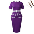 Elegant Fashionable Stretchy Short Sleeve Wrap Body Midi Dress Large Size African Style Commute Dress High Waist Skirt