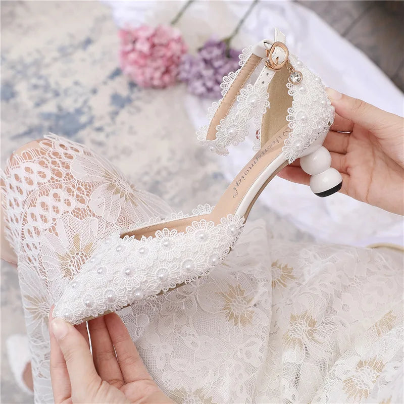 New 5cm Rhinestone shoes buckle round heel blue pointed Crystal Wedding sandals social dance Prom shoes Latin  shoes size 35-43