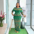 African Party Dresses for Women Elegant Turkey Muslim Wedding Evening Gown Plus Size Dashiki Diamond Bodycon Maxi Long Dress New