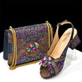 2025 Luxury Italian Women's Party Shoes & Handbag Set – Elegant Multicolor Rhinestone Peep-Toe High Heels Sandals for Weddings