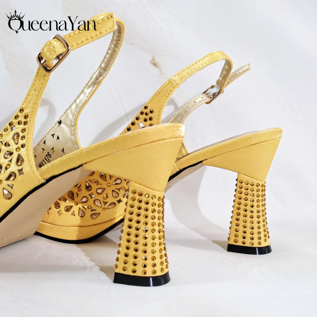 2025 Elegant Nigerian Style Women's Peep Toe Heel Shoes With Matching Handbag Set Stunning Orange Brown for Weddings and Parties