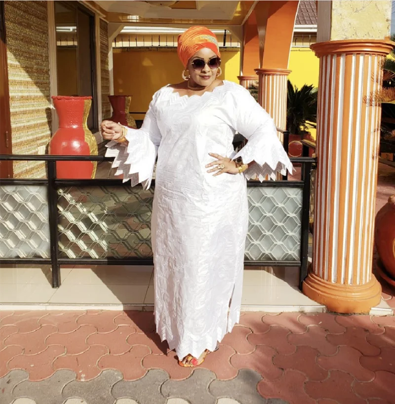 African Attire For Women Bazin Riche Embroidery Plus Size Elegant Party Church Dress