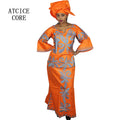 African Attire For Women Bazin Riche Embroidery Plus Size Elegant Party Church Dress