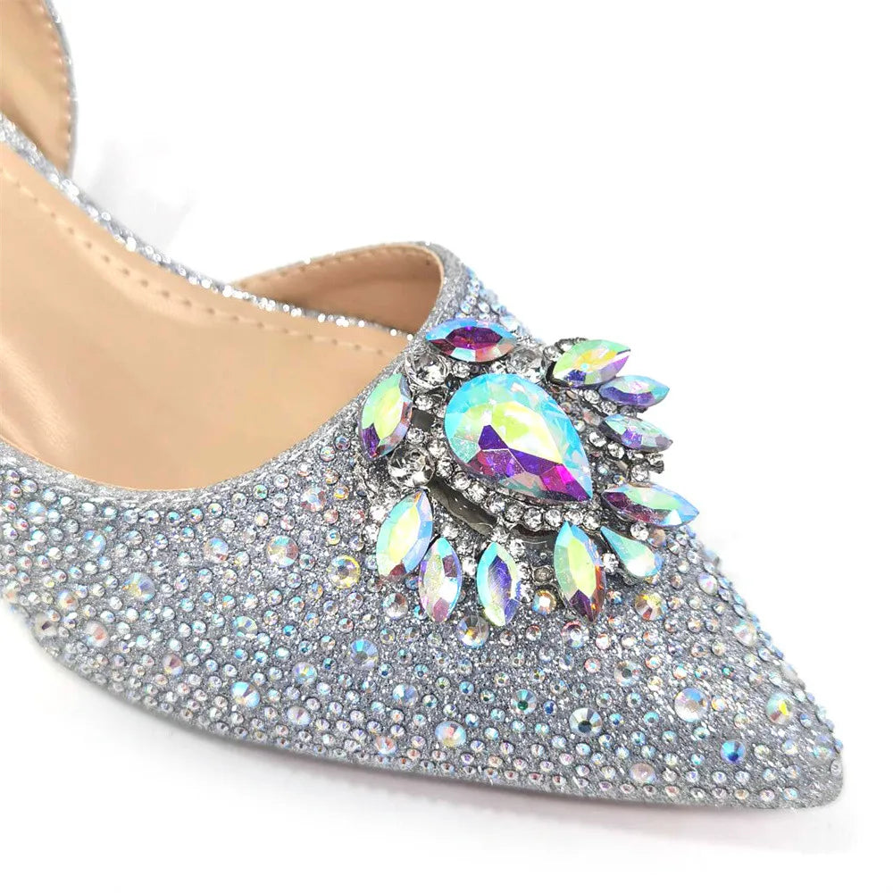 2024 Ladies High Quality Women's Pumps And Bag Italian Fashion Design Silver Mixed Color Bag For Nigeria Wedding Party