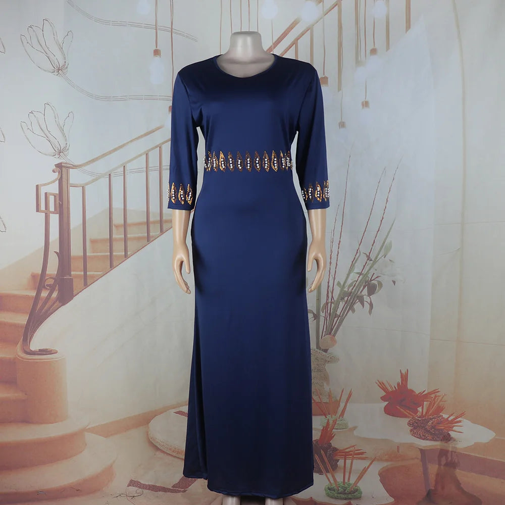 Luxurious elegant african dresses woman New luxury 2025 african dresses for woman Rhinestone combined with beads turkey dress