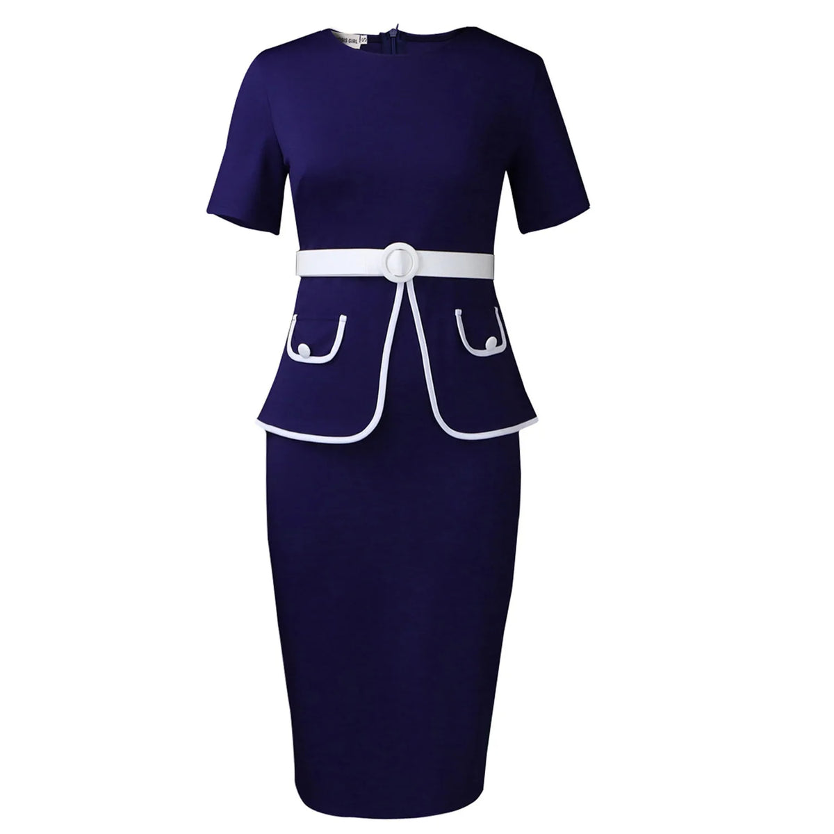 Elegant Fashionable Stretchy Short Sleeve Wrap Body Midi Dress Large Size African Style Commute Dress High Waist Skirt