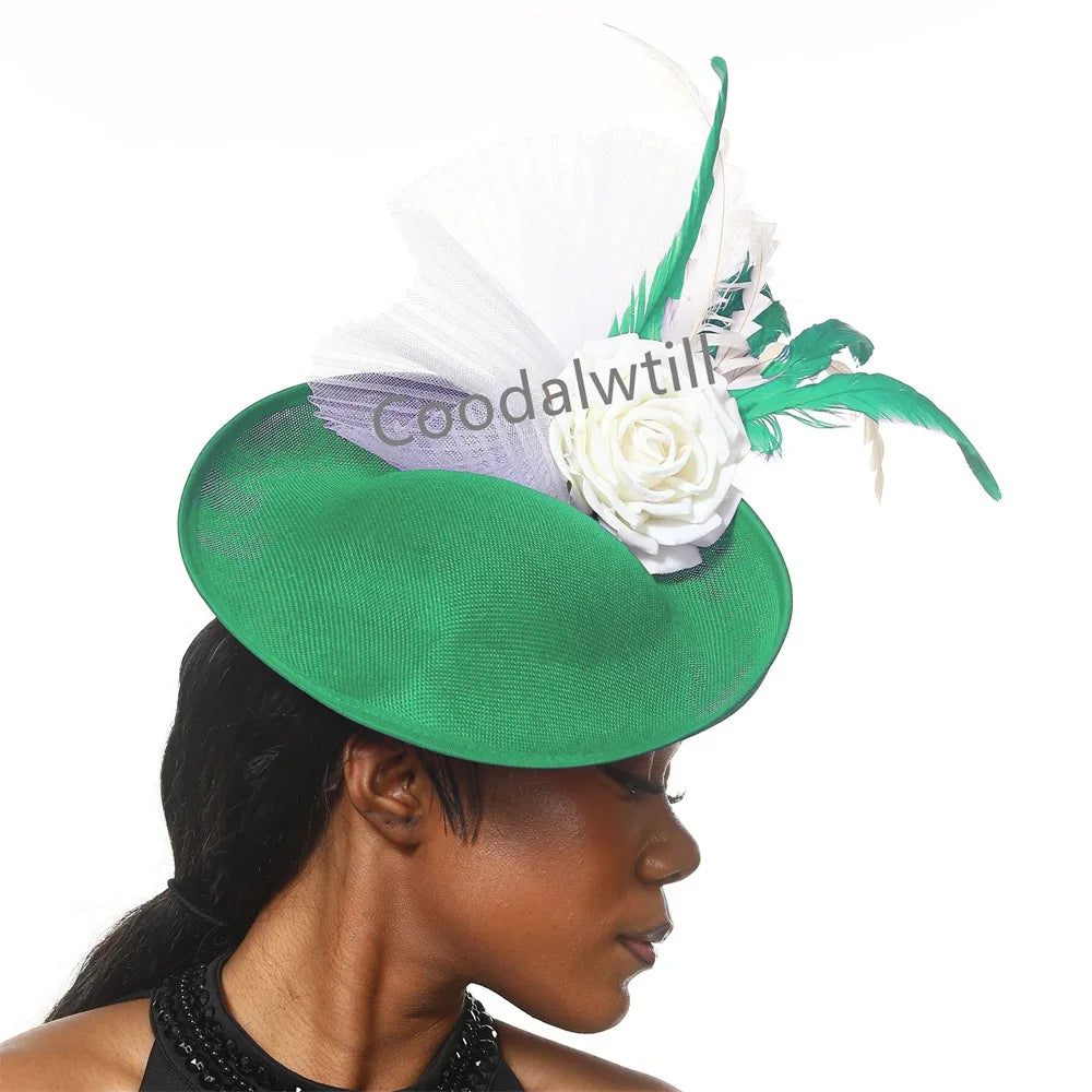 Navy Mesh Fascinator Wedding Women Hat Ladies Royal Ascot Headpiece For Festival Party Pillbox Cap Flower Headwear Church Event
