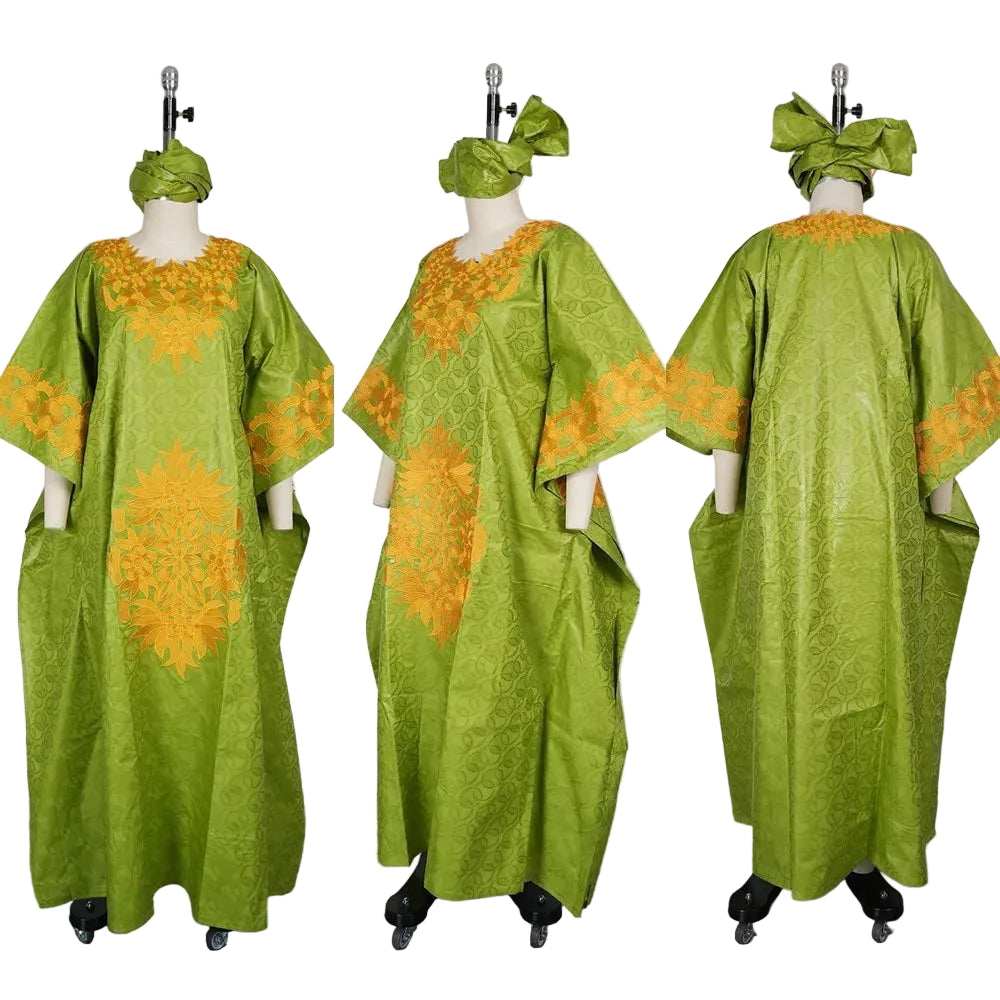 African dresses for woman Kaftan Dress Embroidery Bazin Riche Wedding Party Djellaba Plus Size Church Gown Turkey Dress