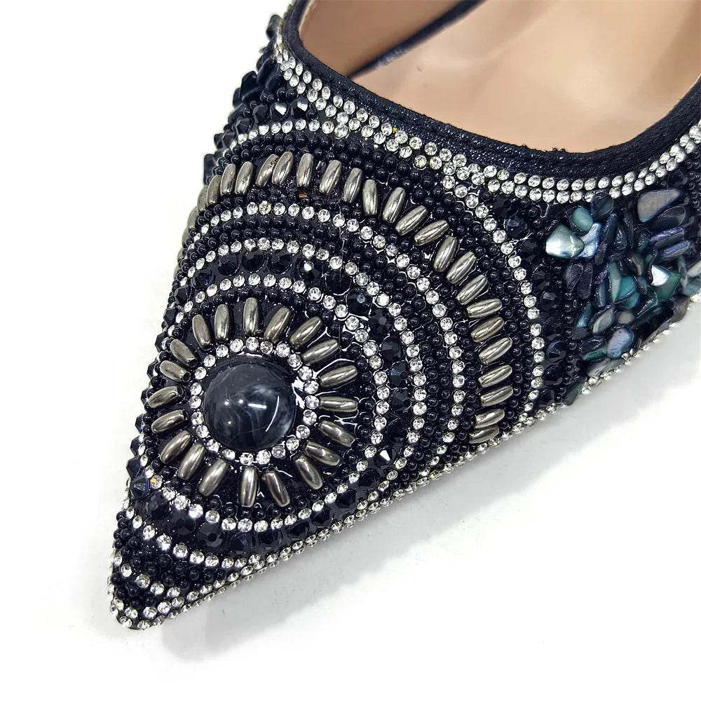 2025 Fashion Newest Arrival Orange Pointed Toe Women Sandals Shoes Matching Bag Set for Ladies Wedding Party Pump