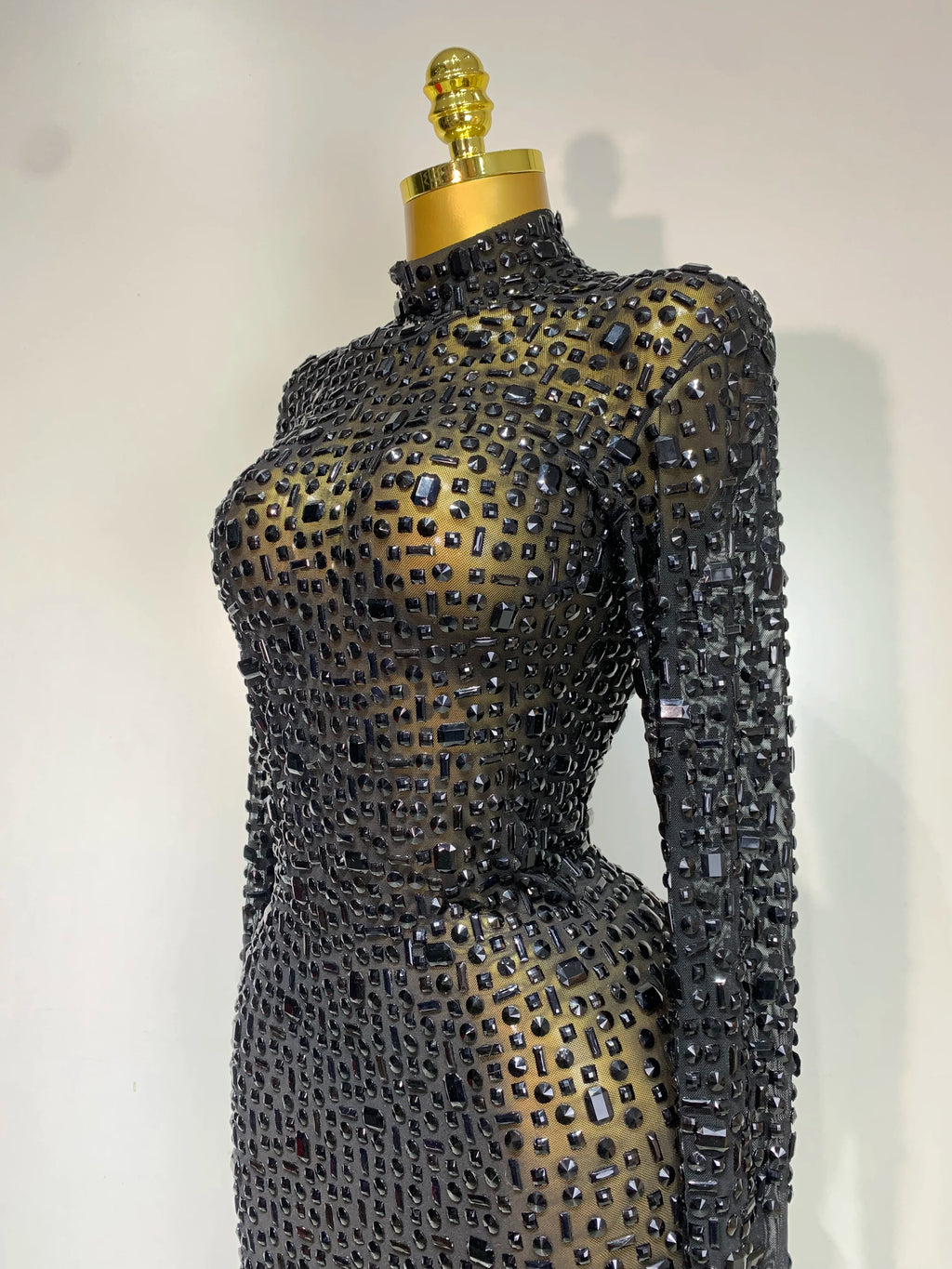 Sparkly Luxury Rhinstones Long Sleeve Elegant Party Dress Women 2025 Performance Stage Outfit Evening Birthday Prom Gown