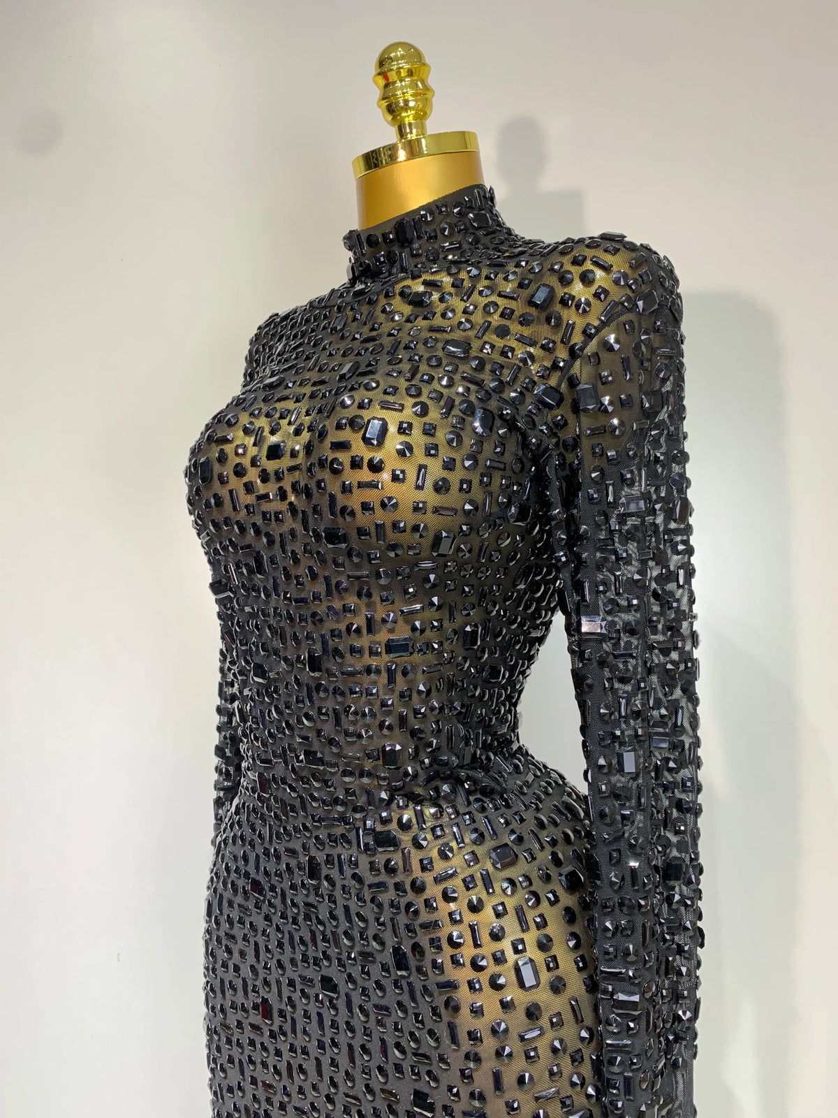 Sparkly Luxury Rhinstones Long Sleeve Elegant Party Dress Women 2025 Performance Stage Outfit Evening Birthday Prom Gown