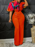 Women Two Pieces Set Printed Blouses Shirts Vintage Bow Collar with High Waist Pants Elegant Spring Fashion Office Ladies Suits