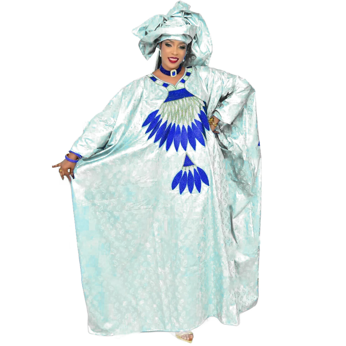 African Dresses For Women Luxury Boubou Material Rich Embroidery Design