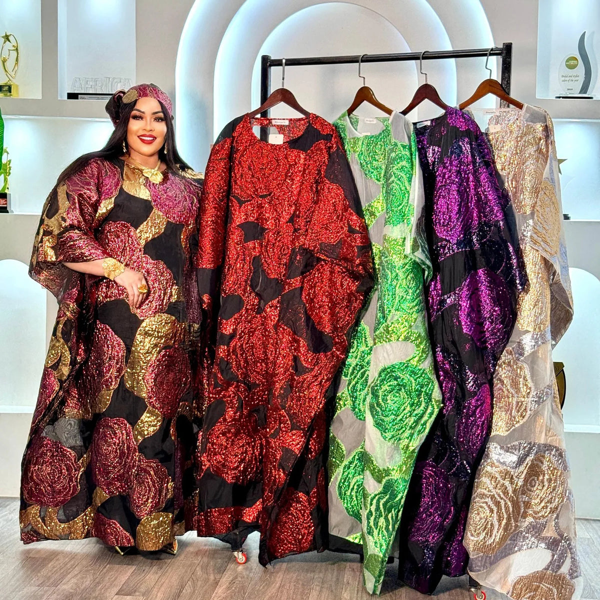 African Dresses For Women Luxury Boubou Material Rich Embroidery Design